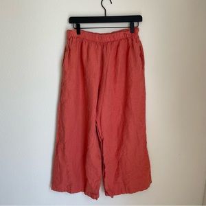 Peach Linen Cropped Pants
